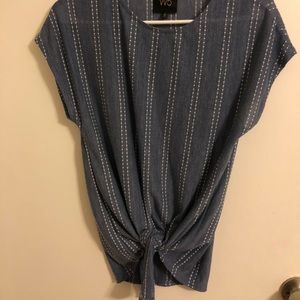 Small tie front blue top (never worn)